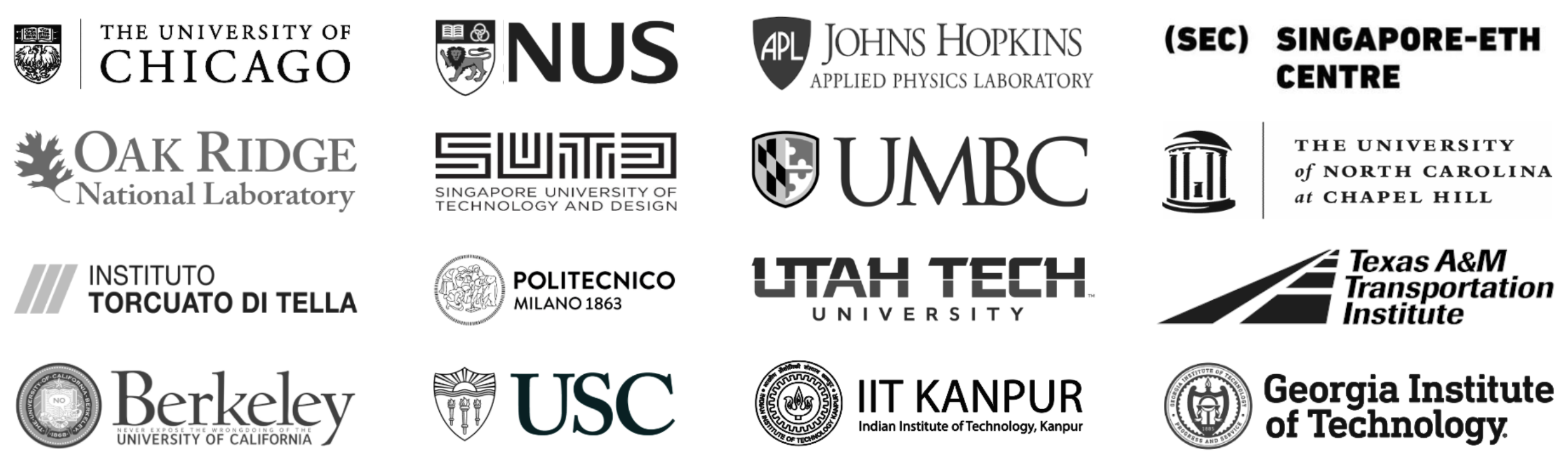 Logos of research and academic customers of CityData.AI