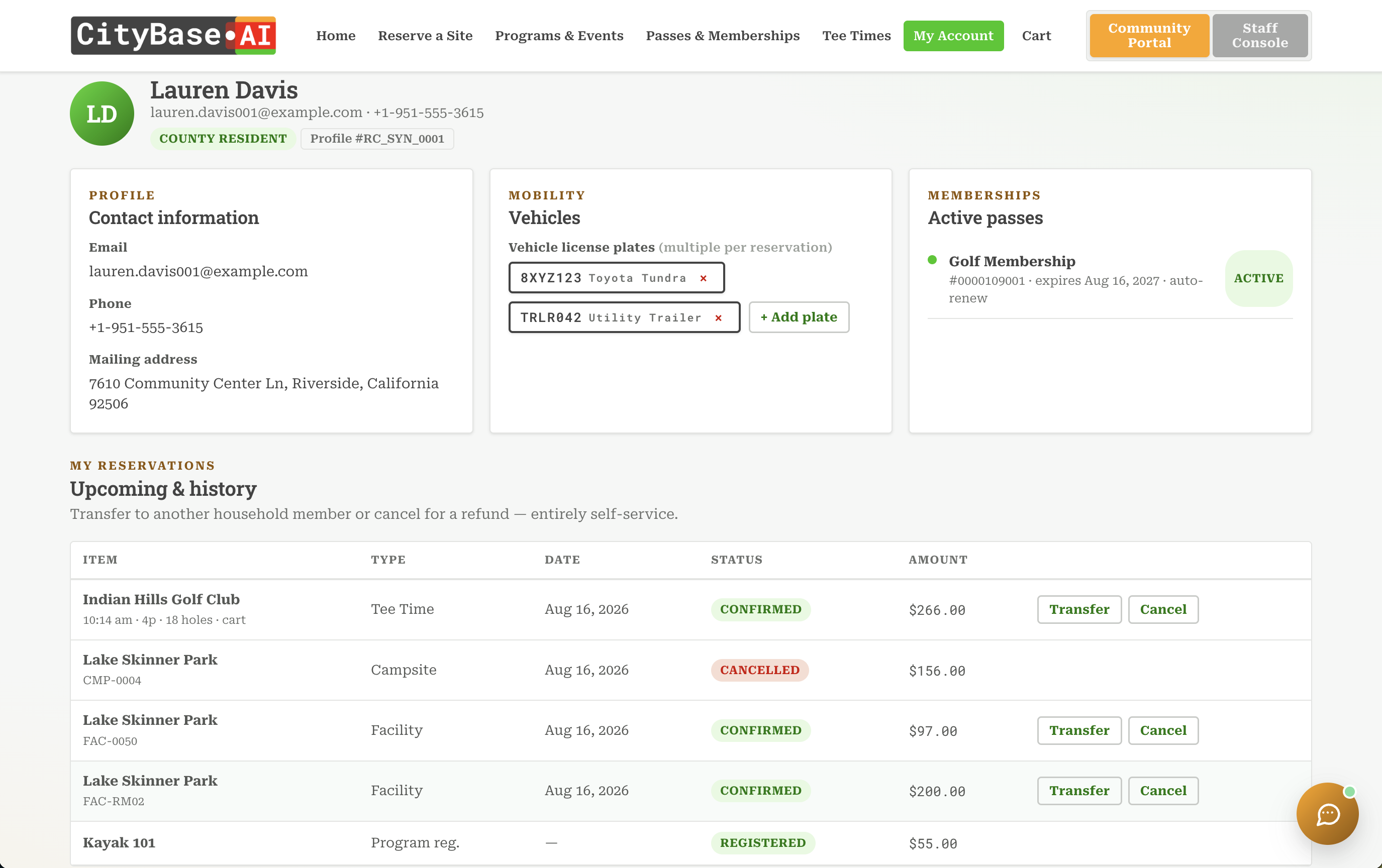 Resident Self-Service Account in CityBase