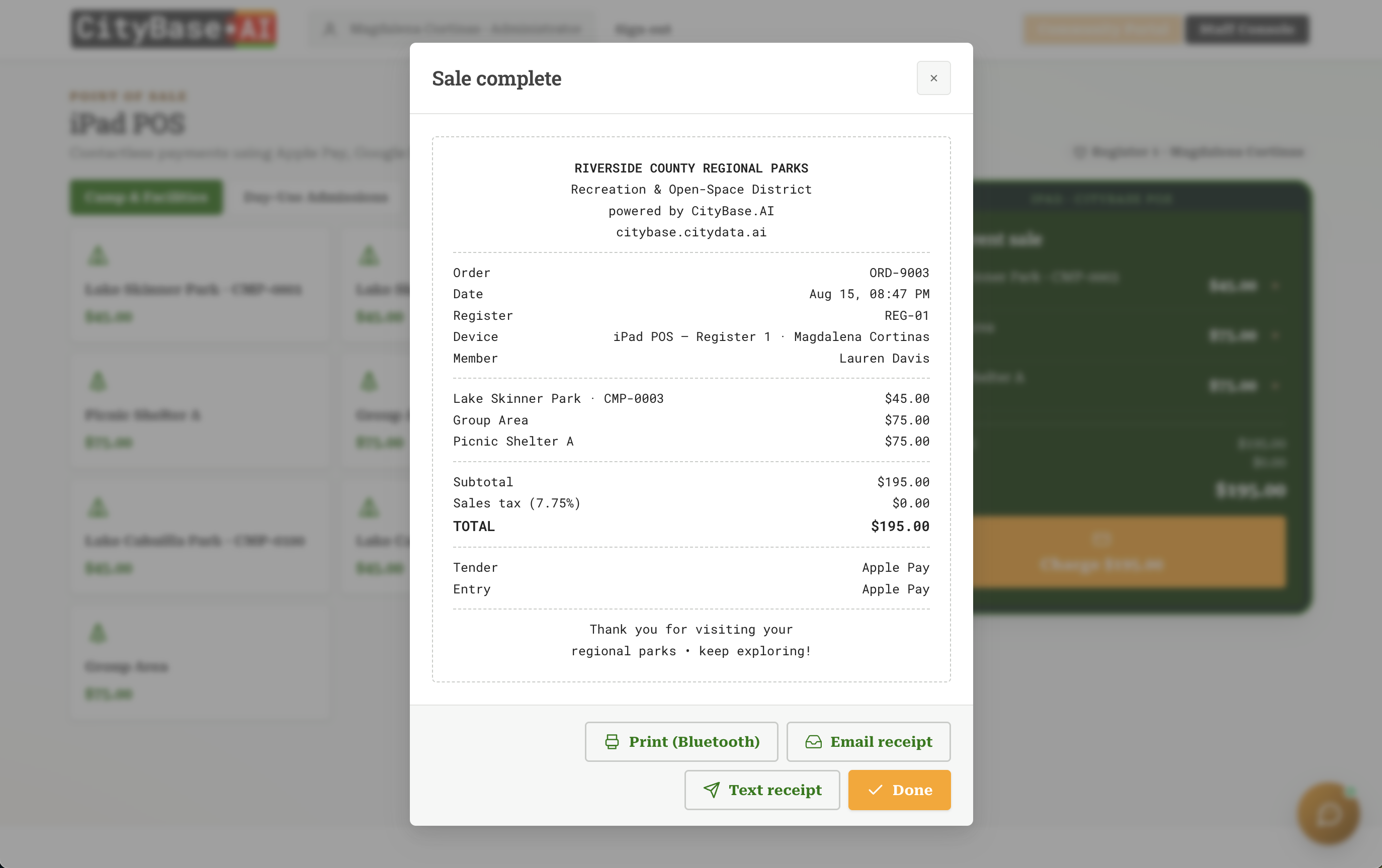 Electronic Receipts & Notifications in CityBase