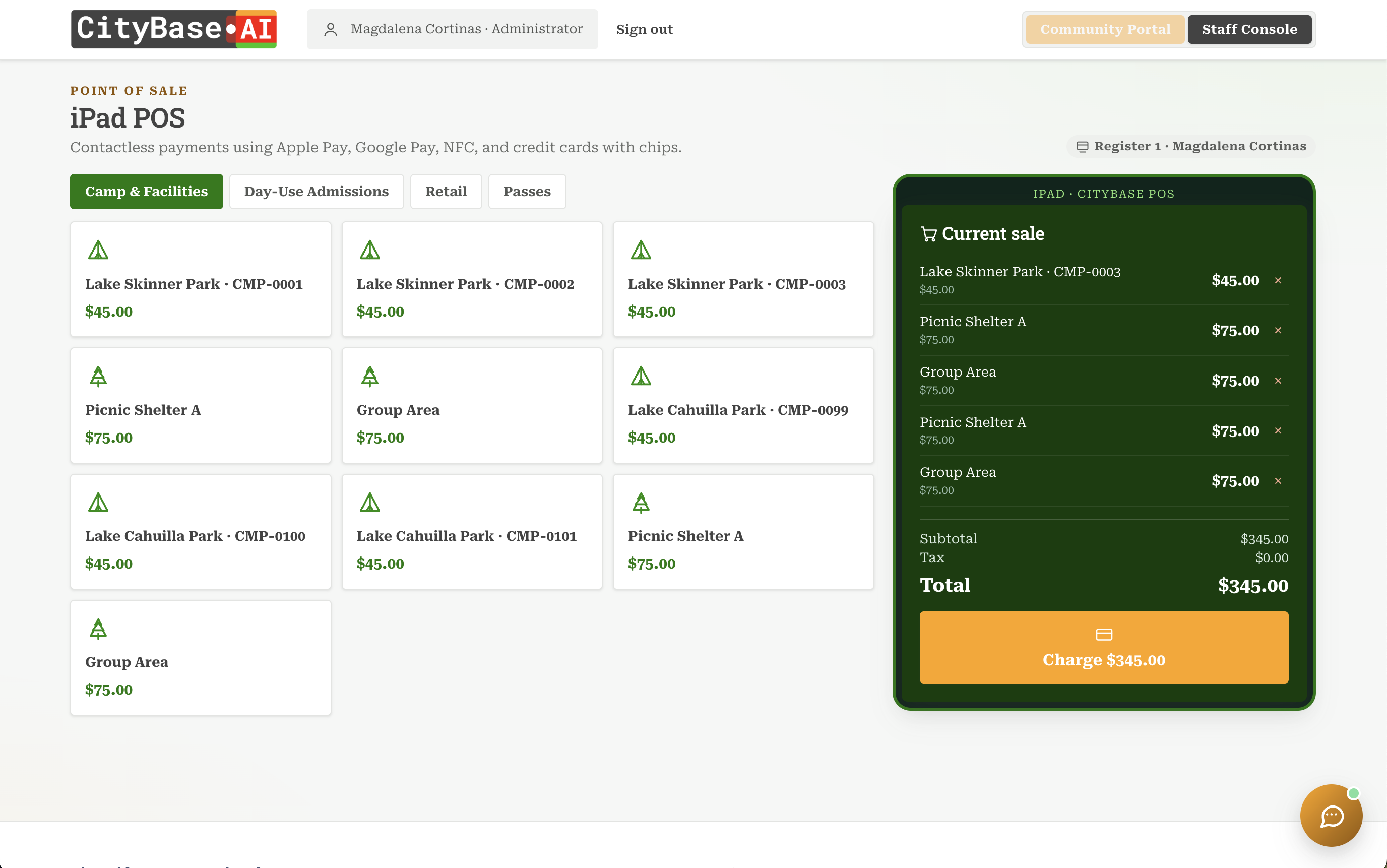 Point of sale in CityBase
