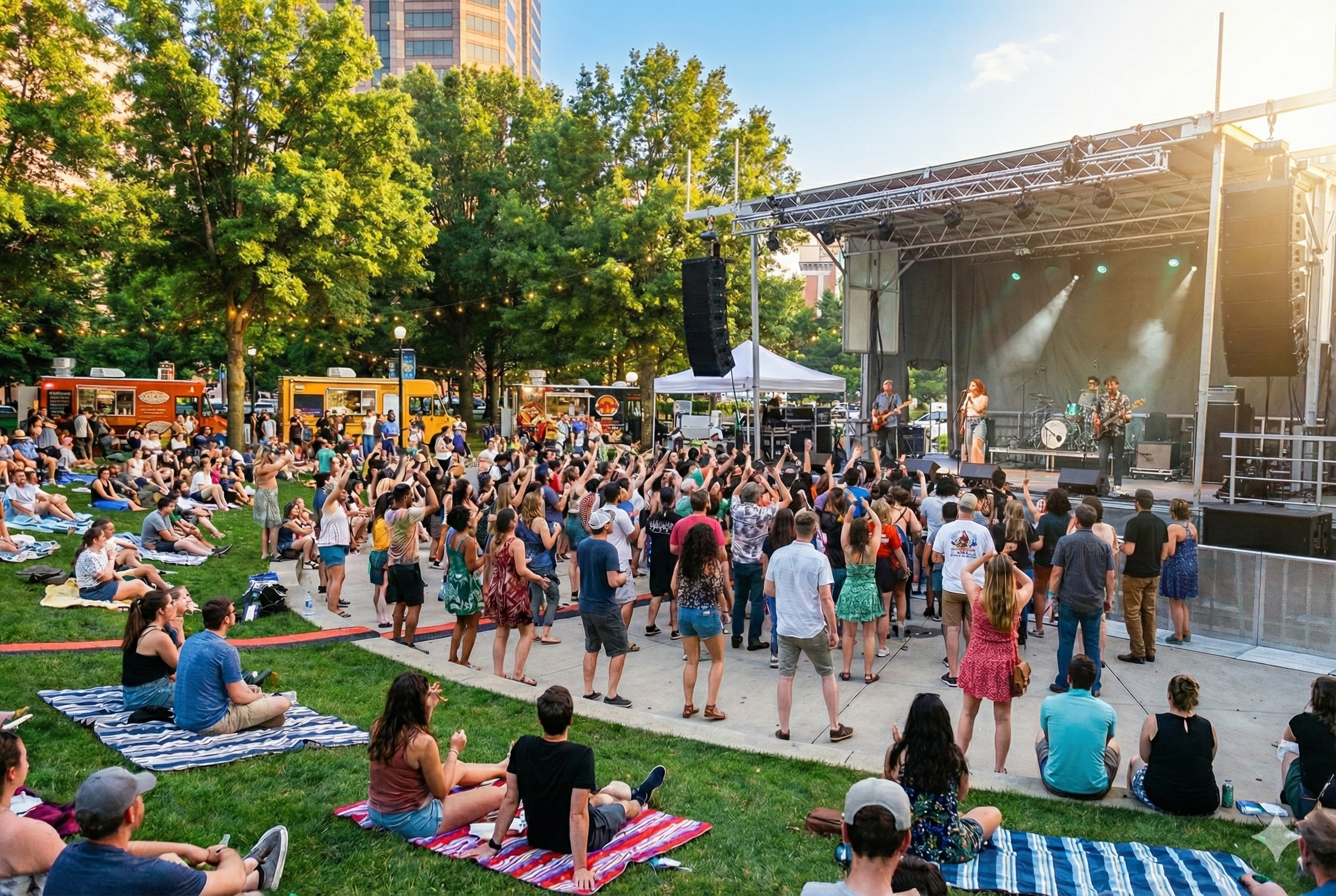 Crowd attending an outdoor local event and festival