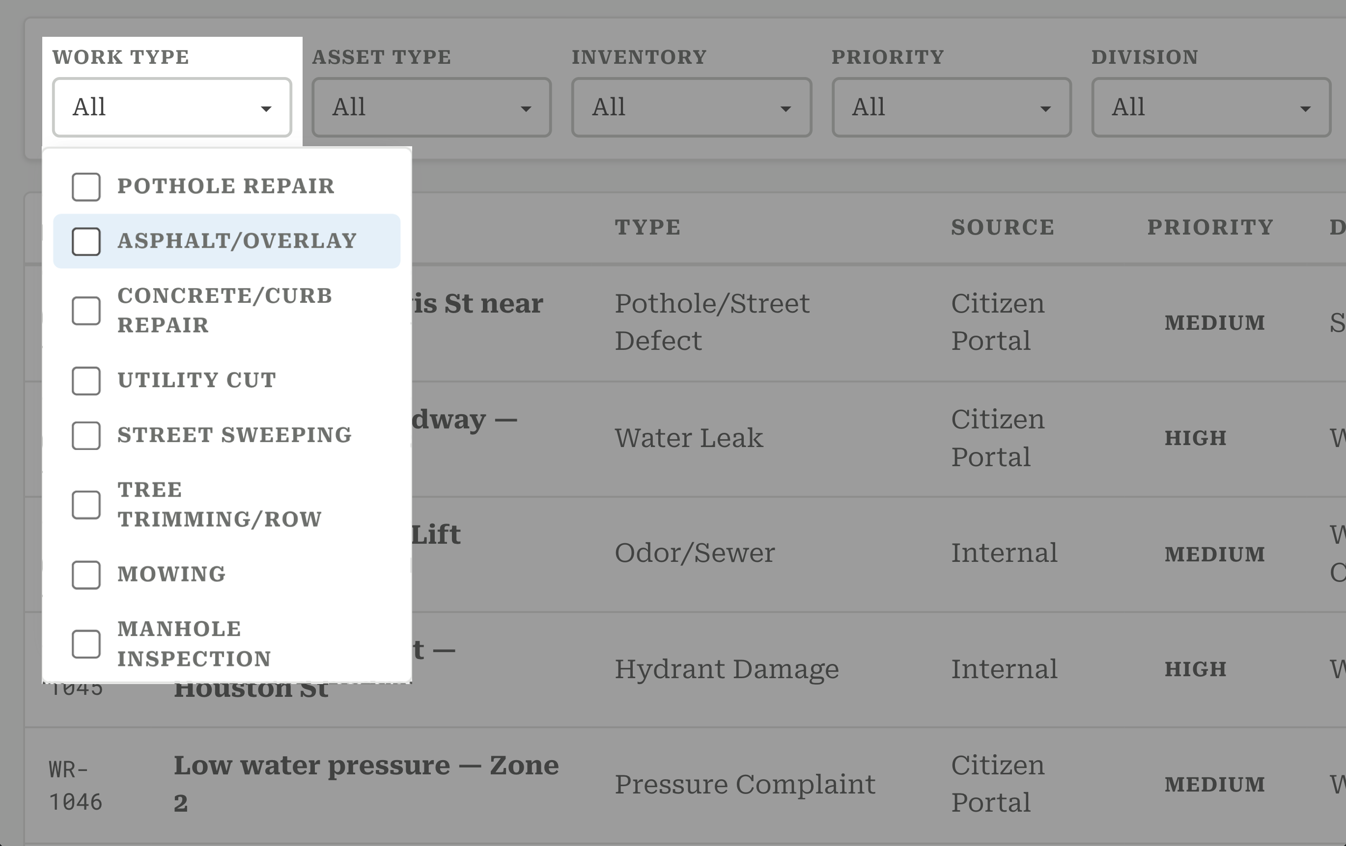 Global filters in CityOps
