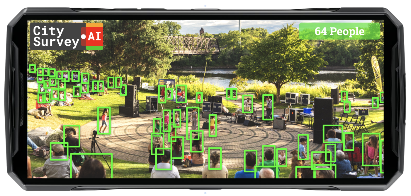 Computer-vision counting AI in CitySurvey